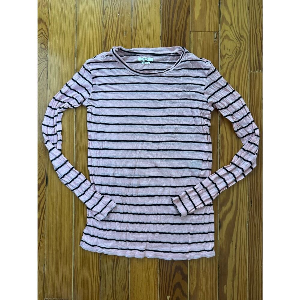 Isabel Marant Etoile Linen Blend Striped Long Sleeve Tee